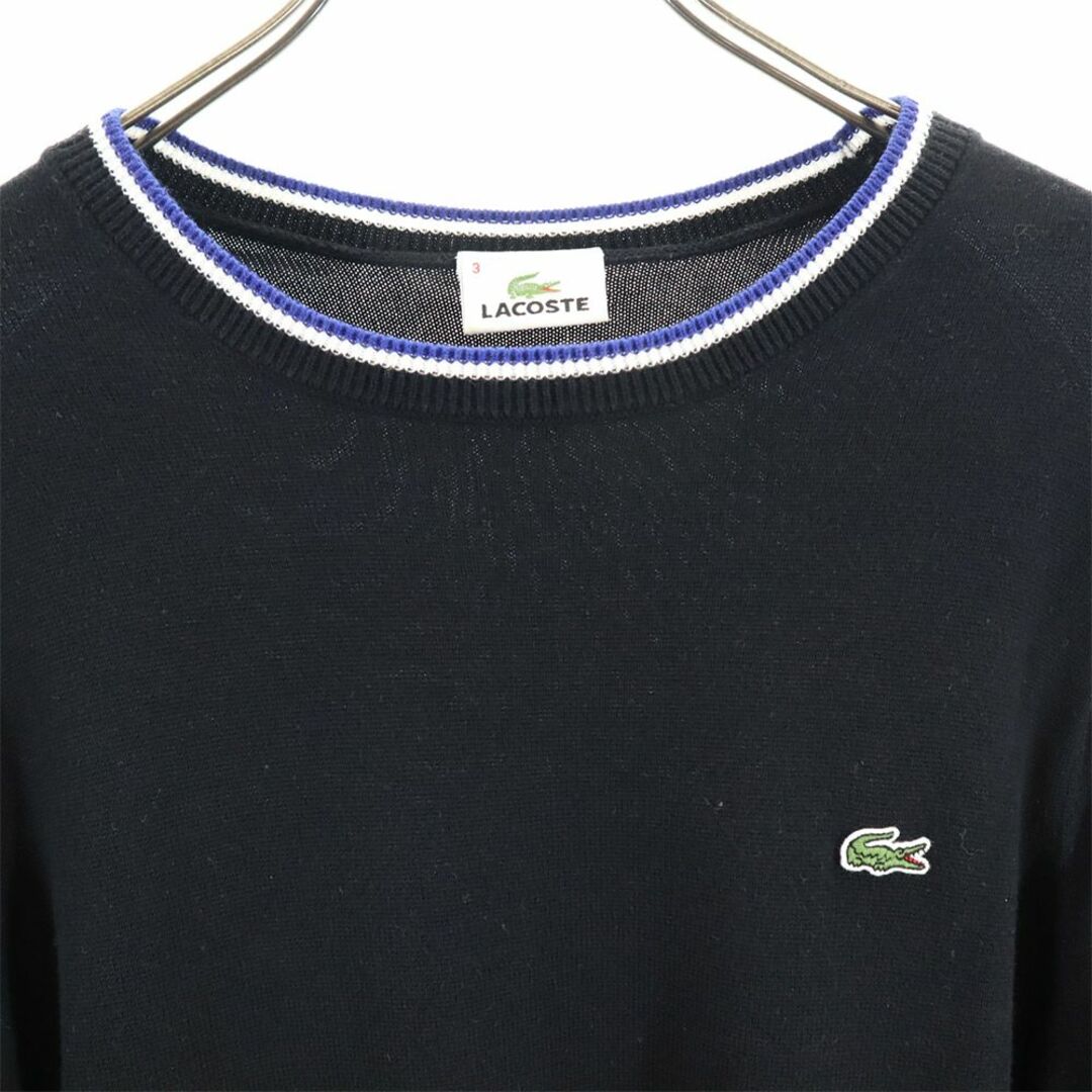 LACOSTE(ラコステ)のラコステ 長袖 コットンニット セーター 3 ブラック LACOSTE メンズ 古着 【240128】 メンズのトップス(ニット/セーター)の商品写真