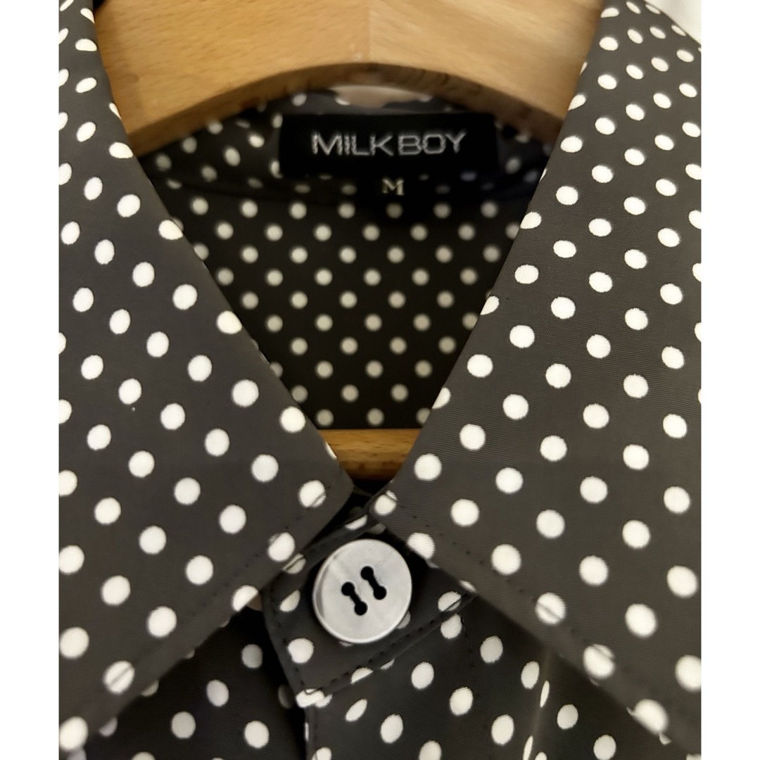 MILKBOY(ミルクボーイ)のミルクボーイ ドッキング ニット 水玉 切り替え シャツ グレー メンズのトップス(シャツ)の商品写真