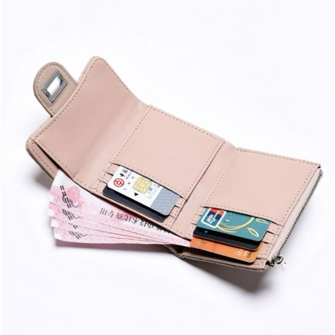 キルティング ウォレット グリーン コンパクト 折り財布 コインケース レディースのファッション小物(財布)の商品写真