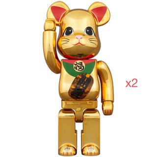 ベアブリック(BE@RBRICK)のBe@rbrick 招き猫 開運 金メッキ 発光 400% 2体セット(その他)