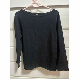 【美品】　綿100% カットソー　長袖　黒(カットソー(長袖/七分))