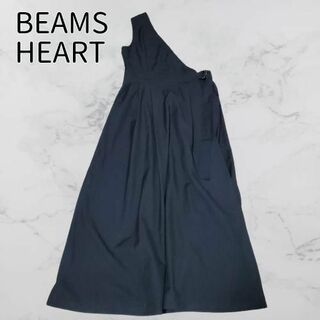 ビームス(BEAMS)のBEAMS HEART　アシンメトリーワンピース ブラック S(ロングワンピース/マキシワンピース)