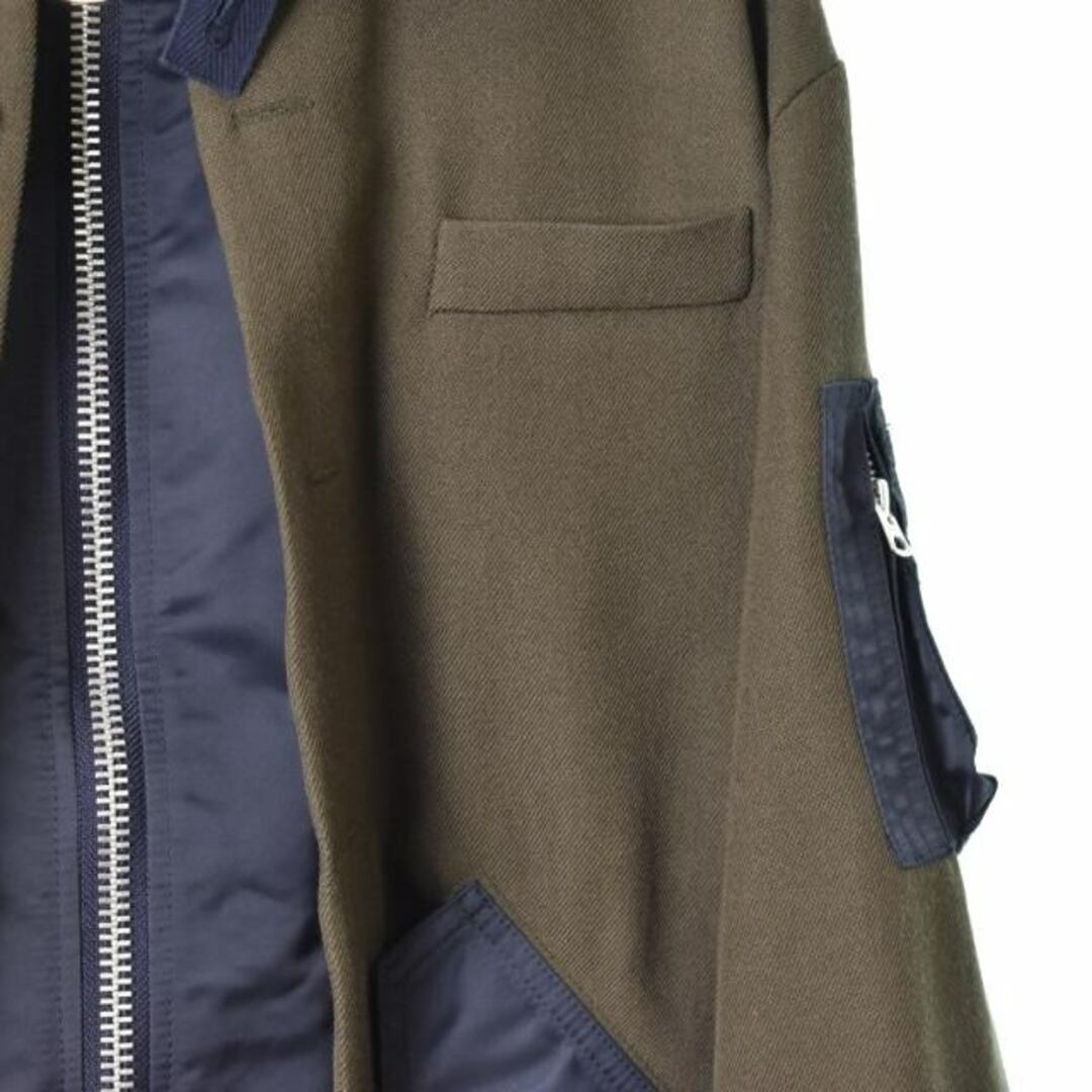 sacai(サカイ)のサカイ sacai ウールサージ ナイロン ドッキング ブルゾン 1 チャコール メンズのジャケット/アウター(その他)の商品写真