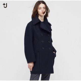 ユニクロ(UNIQLO)の【即完売】UNIQ+J ダブルフェイスピーコート　ネイビー　S　(ピーコート)