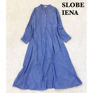 スローブイエナ(SLOBE IENA)のスローブイエナ　SIDOGRASポプリンスキッパーワンピース　ストライプ　38(ロングワンピース/マキシワンピース)