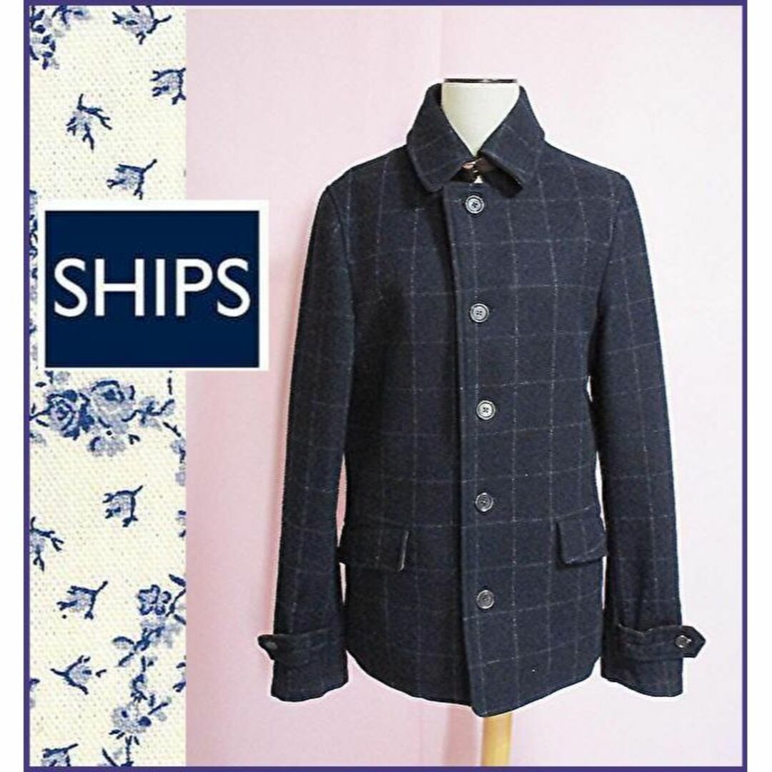 SHIPS - 【SHIPS】メルトンシングルPコート チェック ウール SHIPS - 【SHIPS】メルトンシングルPコート チェック ウール