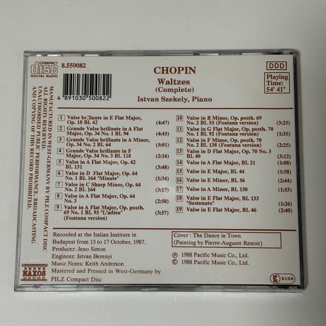 CHOPIN(ショパン)のCHOPIN ショパン Waltzes  Istvan Szekely エンタメ/ホビーのCD(クラシック)の商品写真