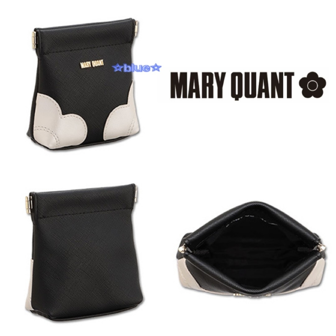 MARY QUANT - マリークワント バネ口ポーチ タオルハンカチ 黒の MARY QUANT - マリークワント バネ口ポーチ タオルハンカチ 黒の