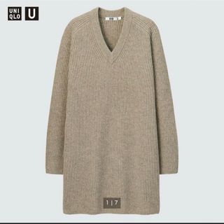 ユニクロ(UNIQLO)のユニクロ　プレミアムラムVネックネックワンピース　ニットワンピース 長袖(ひざ丈ワンピース)