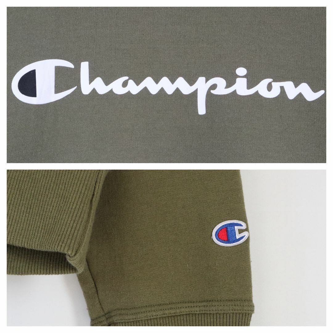 Champion(チャンピオン)の【渋カラー】チャンピオン／パーカー　2XL　USA規格　刺繍ロゴ　緑色　裏起毛 メンズのトップス(パーカー)の商品写真