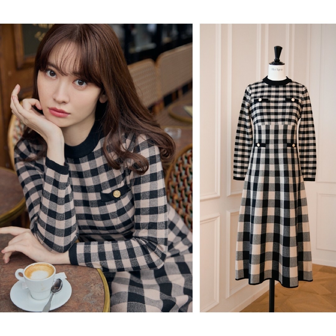 Her lip to - Plaid Jacquard Knit Dress Herliptoの通販 by Her lip to - Plaid Jacquard Knit Dress Herliptoの通販 by