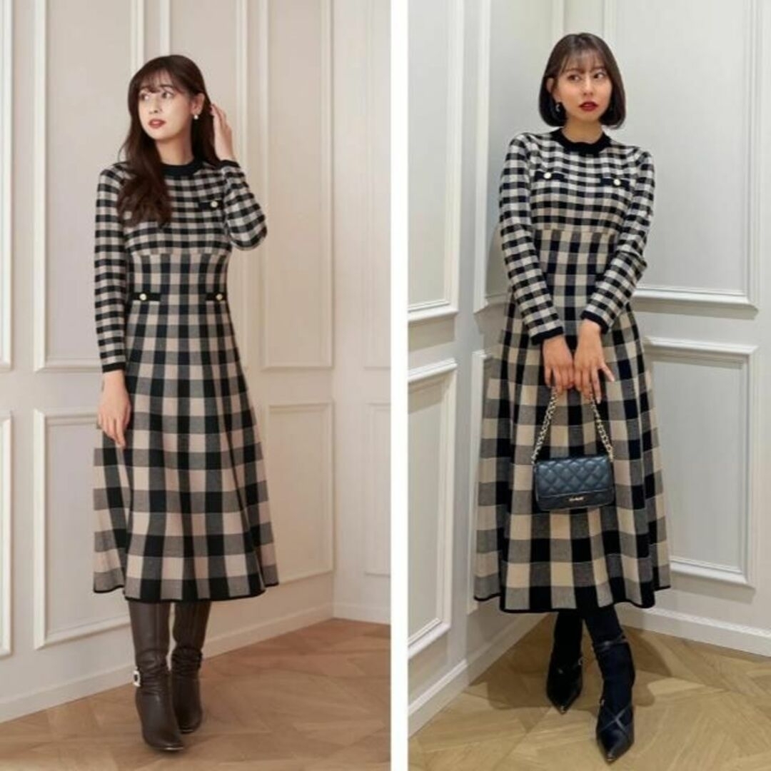 Her lip to - Plaid Jacquard Knit Dress Herliptoの通販 by Her lip to - Plaid Jacquard Knit Dress Herliptoの通販 by
