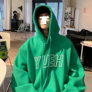 韓国 メンズ YUEH ロゴ スウェット フード パーカー 緑 グリーン(パーカー)