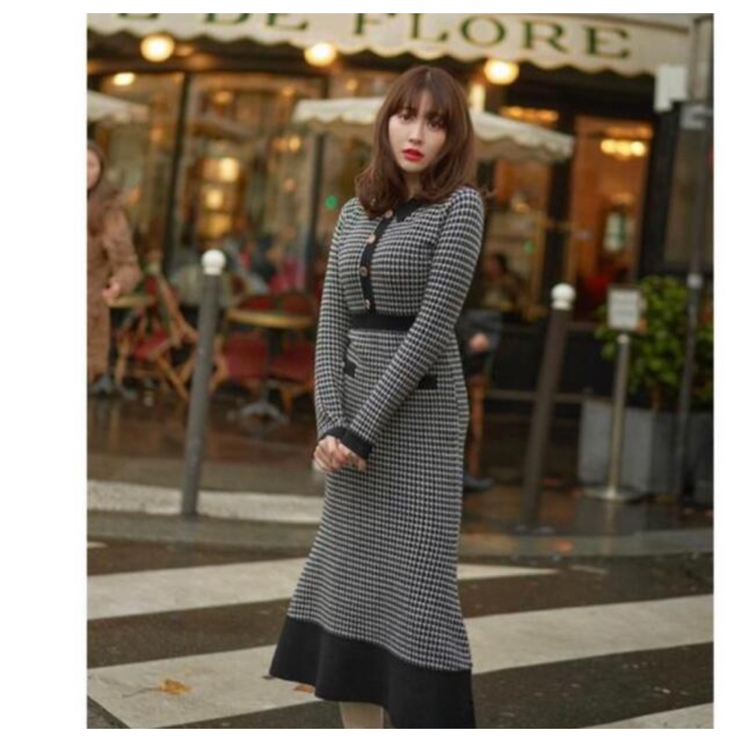 Buckingham Houndstooth Knit dress  Mサイズ