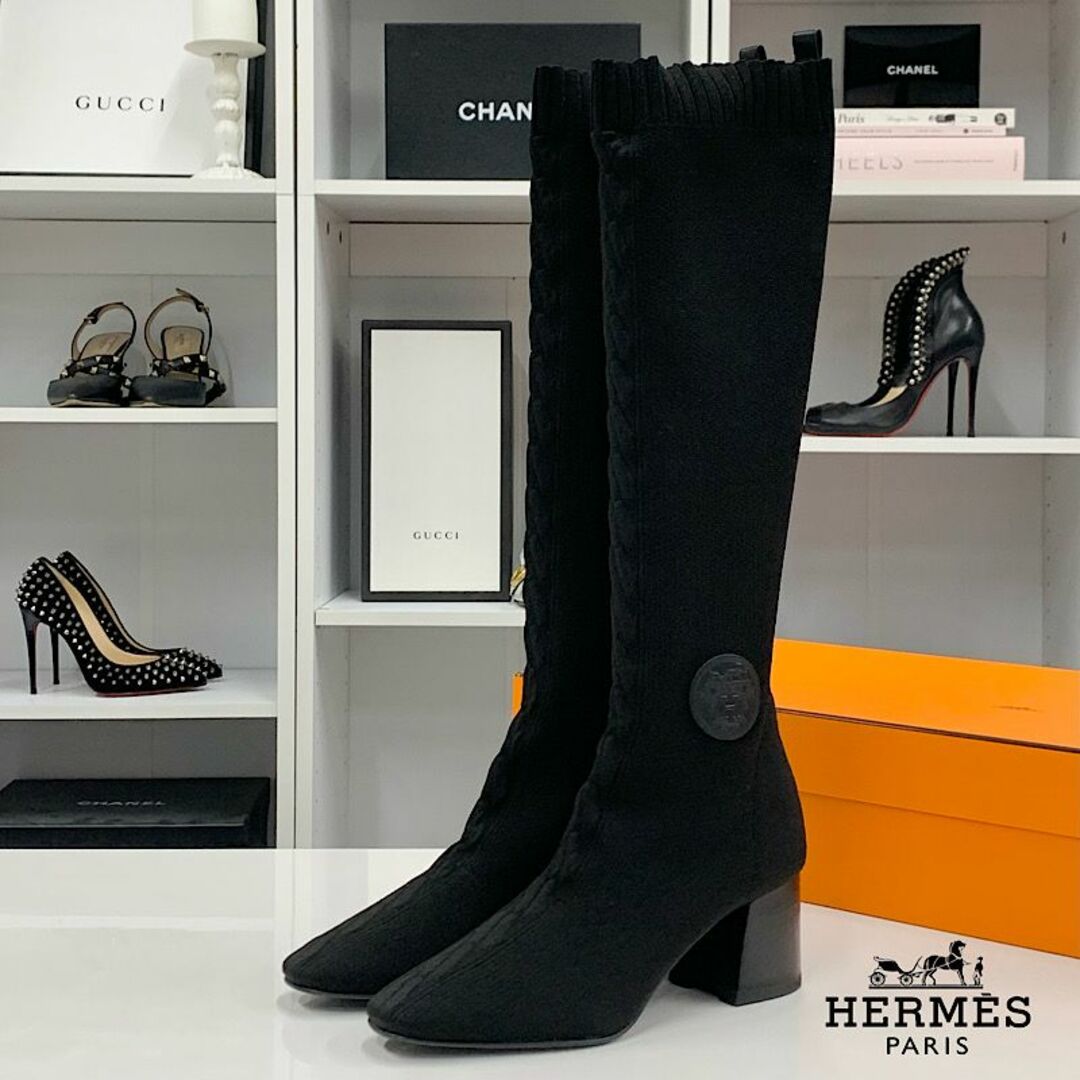 Hermes(エルメス)の8983 未使用 エルメス フォンテーヌ ニット エクスリブリス ロングブーツ レディースの靴/シューズ(ブーツ)の商品写真