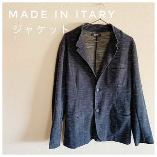 ジャケット　紺色　made in itary   Lsize(テーラードジャケット)