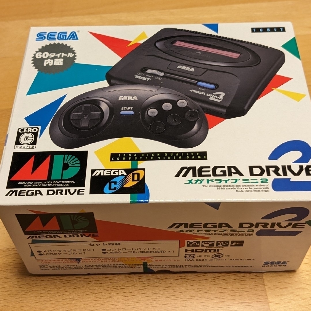 SEGA(セガ)の（匿名・送料込）未使用メガドライブミニ2 HAA-2524 エンタメ/ホビーのゲームソフト/ゲーム機本体(家庭用ゲーム機本体)の商品写真