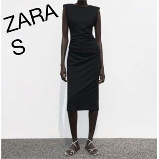 ザラ(ZARA)のフィットミディワンピースパフショルダー(ロングワンピース/マキシワンピース)