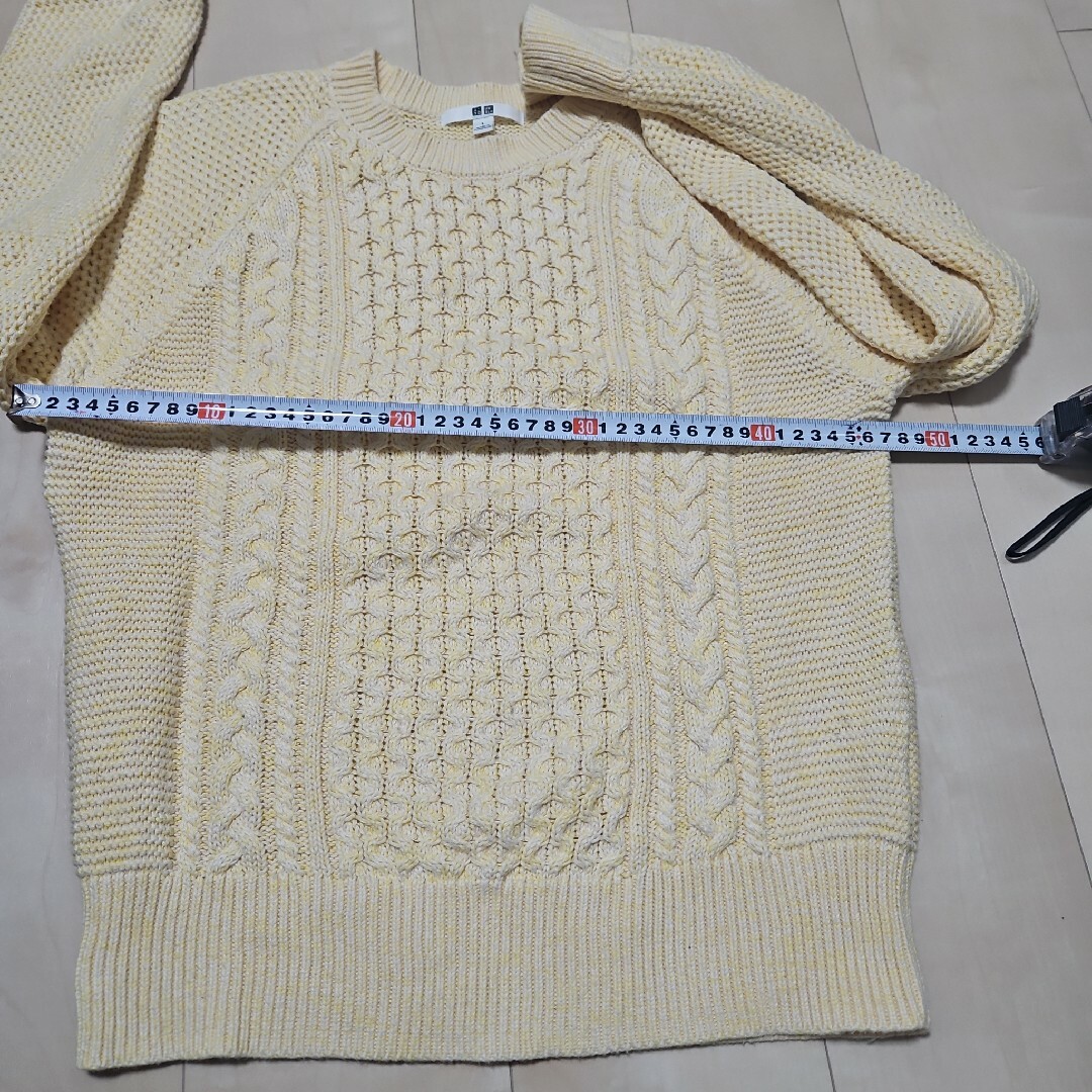 UNIQLO(ユニクロ)のユニクロコート　ボア　フリース　セーター　ニット　ケーブル編み　レディースL レディースのトップス(ニット/セーター)の商品写真
