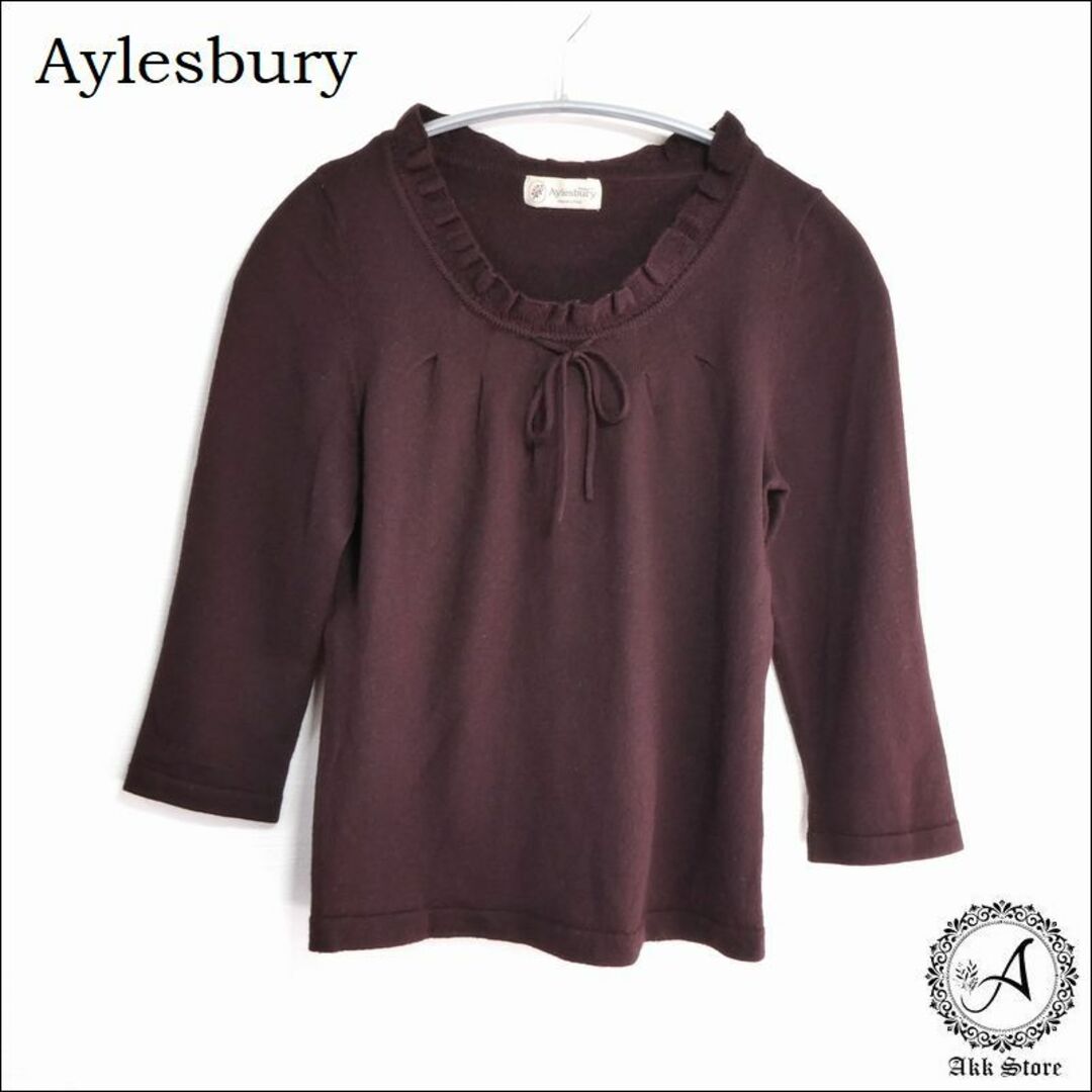 Aylesbury(アリスバーリー)のAylesbury レディース トップス 七分袖 フリル リボン ニット M レディースのトップス(ニット/セーター)の商品写真