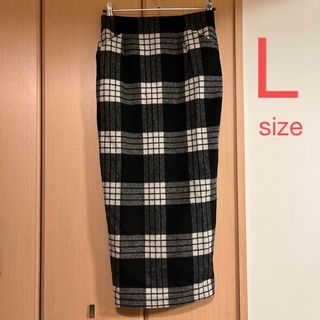 JENNE★シャギーチェックペンシルスカート　L size(ロングスカート)