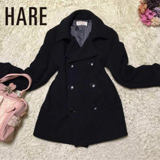 HARE ワイドスリーブ Pコート オーバーサイズ ブラック 黒