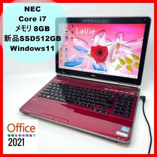 エヌイーシー(NEC)の爆速！ノートパソコン/core i7/新品SSD/オフィス/Win11/69(ノートPC)