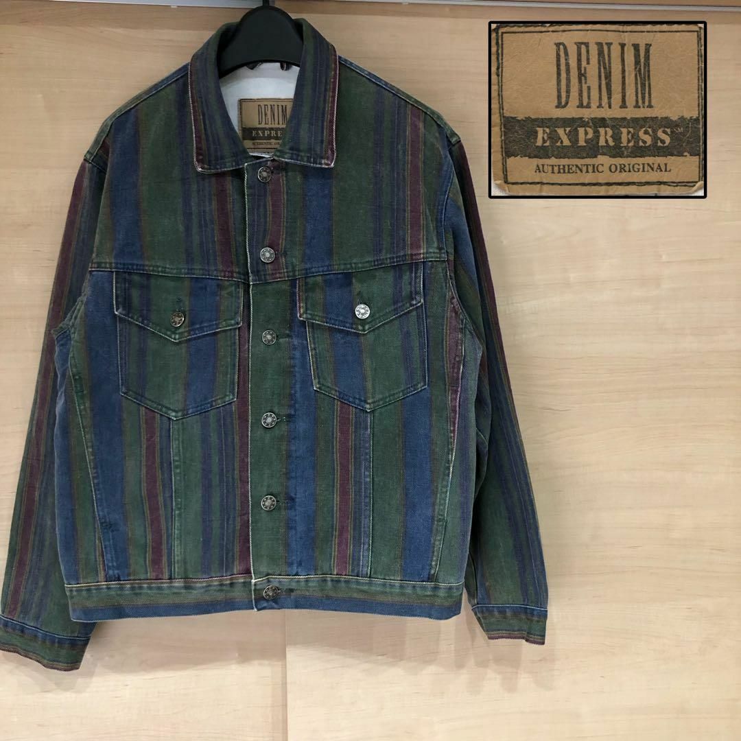 EXPRESS(エクスプレス)のDENIM EXPRESS デニムエクスプレス　デニムジャケット　ストライプ柄 メンズのジャケット/アウター(Gジャン/デニムジャケット)の商品写真