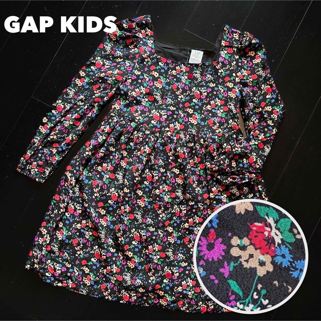 GAP Kids(ギャップキッズ)のギャップキッズ【洗濯のみ】150cm 花柄 パフスリーブワンピース キッズ/ベビー/マタニティのキッズ服女の子用(90cm~)(ワンピース)の商品写真