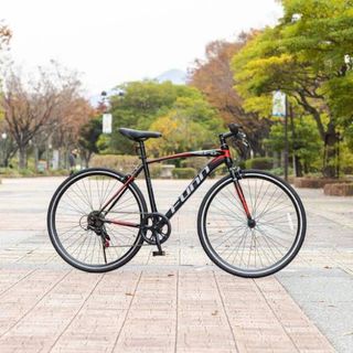 GT100 マットブラック/レッド クロスバイク（700x28c・6段変速）(自転車本体)