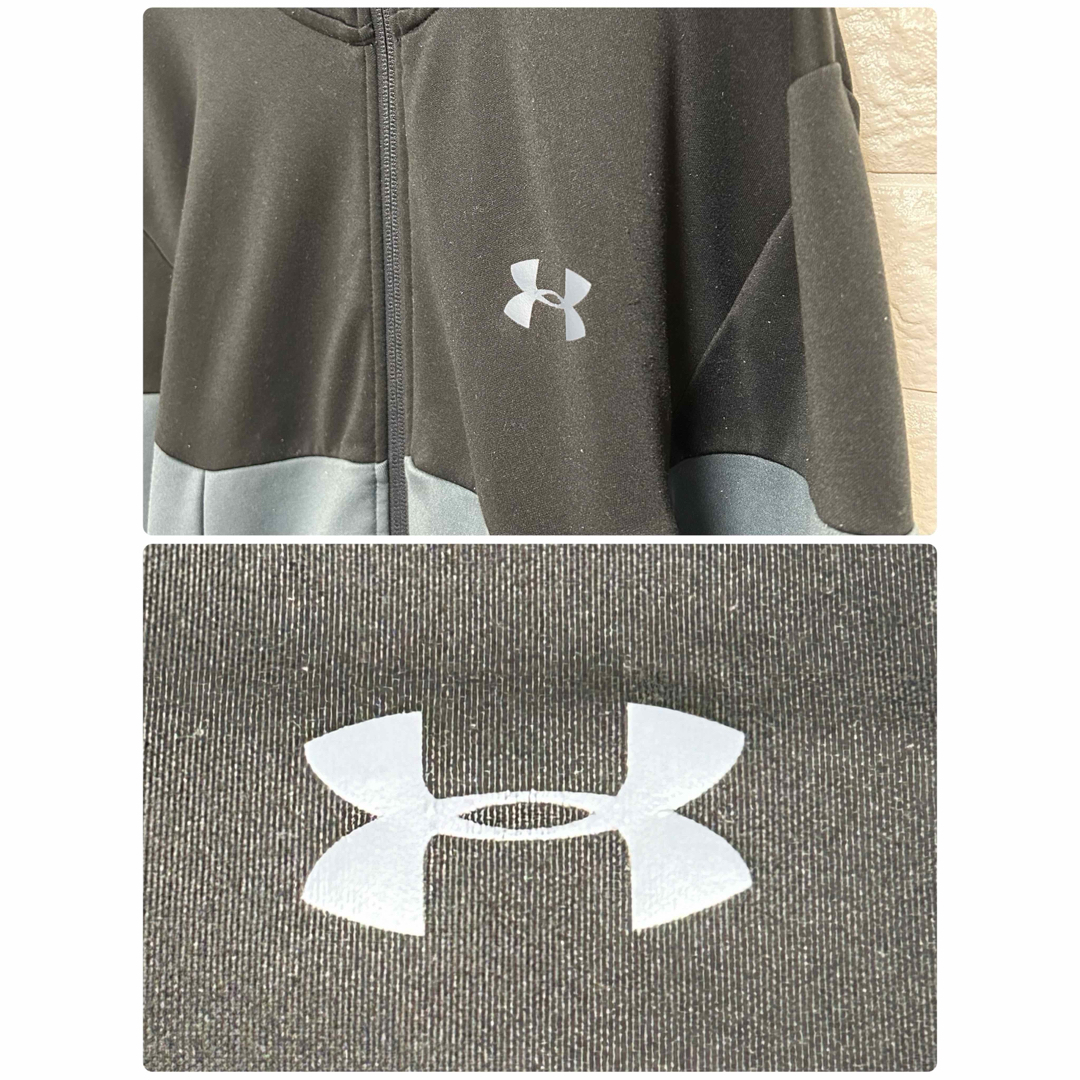 UNDER ARMOUR(アンダーアーマー)の【アンダーアーマー】 ニットジャケット フード 長袖  裏起毛 黒 灰色 SM メンズのトップス(パーカー)の商品写真