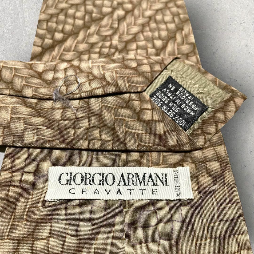 Giorgio Armani(ジョルジオアルマーニ)の美品 GIORGIO ARMANI ロープ柄 綱 ストライプ ネクタイ ブラウン メンズのファッション小物(ネクタイ)の商品写真