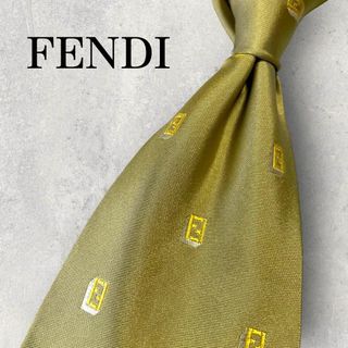 フェンディ(FENDI)の美品 FENDI フェンディ ジャガード ズッカ柄 小紋柄 ネクタイ ゴールド(ネクタイ)