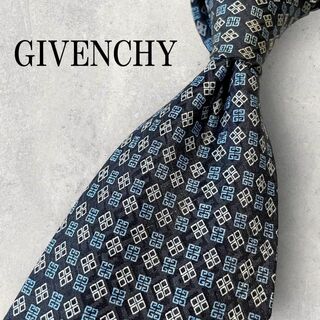 美品 GIVENCHY ジバンシー 4G柄 小紋柄 ネクタイ ネイビー 紺(ネクタイ)