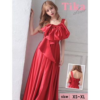 【Tika】ビッグリボンロングドレス(L)(ロングドレス)