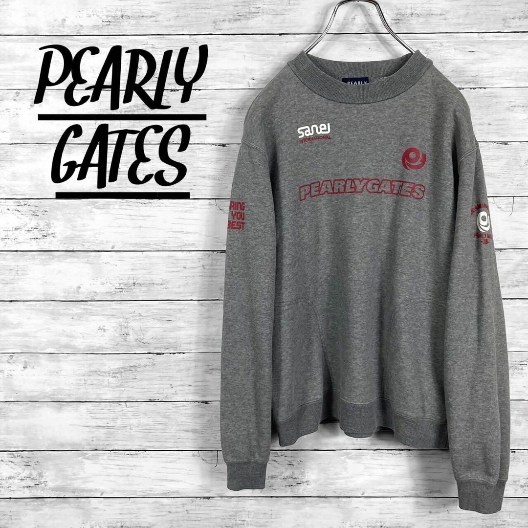 PEARLY GATES(パーリーゲイツ)のパーリーゲイツ プリント スウェットトレーナー グレー メンズ1サイズ スポーツ/アウトドアのゴルフ(ウエア)の商品写真