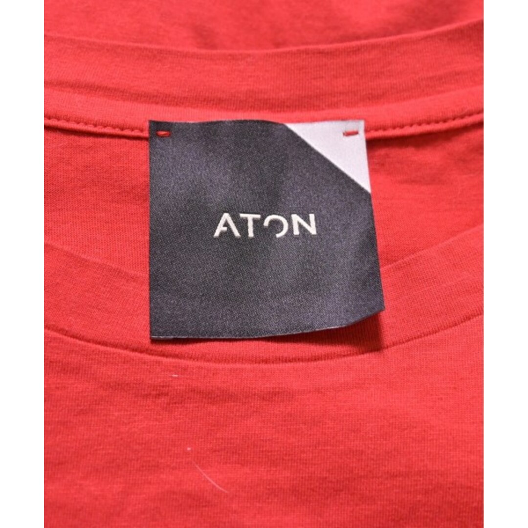 ATON(エイトン)のATON エイトン Tシャツ・カットソー 2(M位) 赤 【古着】【中古】 レディースのトップス(カットソー(半袖/袖なし))の商品写真