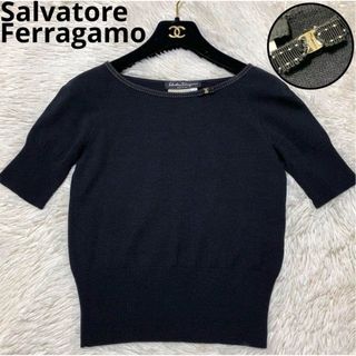 サルヴァトーレフェラガモ(Salvatore Ferragamo)の【美品】Salvatore Ferragamo サマーニット ヴァラリボン XS(シャツ/ブラウス(半袖/袖なし))