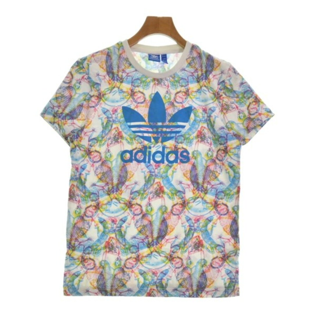 adidas(アディダス)のadidas Tシャツ・カットソー 0(XS位) 白x青xピンク等(総柄) 【古着】【中古】 メンズのトップス(Tシャツ/カットソー(半袖/袖なし))の商品写真