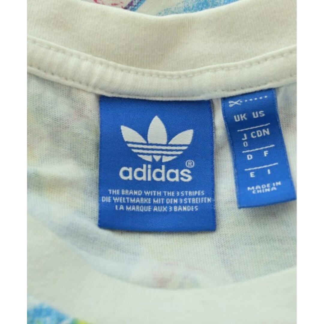 adidas(アディダス)のadidas Tシャツ・カットソー 0(XS位) 白x青xピンク等(総柄) 【古着】【中古】 メンズのトップス(Tシャツ/カットソー(半袖/袖なし))の商品写真