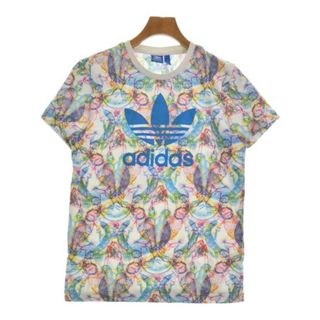 アディダス(adidas)のadidas Tシャツ・カットソー 0(XS位) 白x青xピンク等(総柄) 【古着】【中古】(Tシャツ/カットソー(半袖/袖なし))