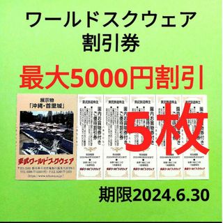 【5枚】東武ワールドスクウェア割引券(遊園地/テーマパーク)