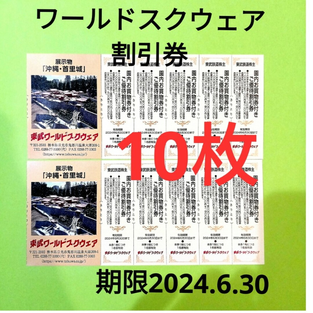 【10枚】東武ワールドスクウェア割引券10枚 チケットの施設利用券(遊園地/テーマパーク)の商品写真