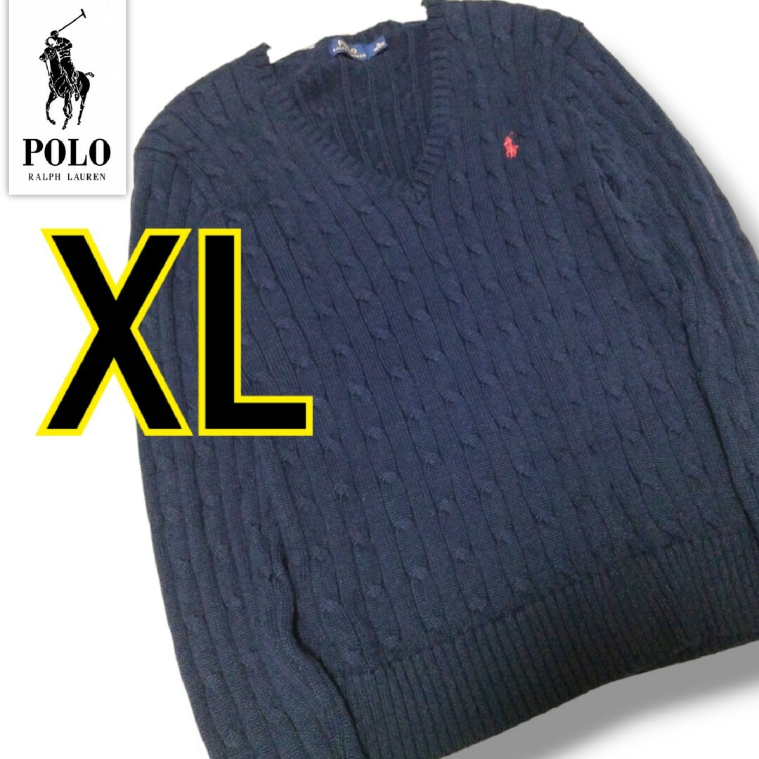 着丈約61cm☆現行タグ☆美品 POLO ラルフローレン ケーブルニット