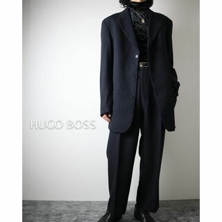 HUGO BOSS - 【HUGO BOSS】ジャガードストライプ ウール 2ピース セットアップ 濃紺
