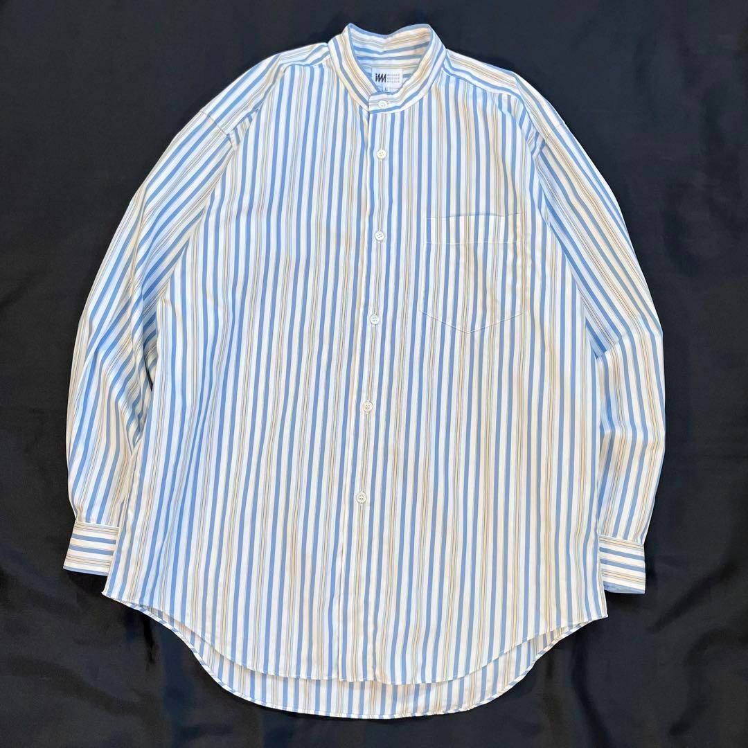 ISSEY MIYAKE(イッセイミヤケ)の【美品】issey miyake バンドカラー 長袖シャツ　ストライプ柄　90s メンズのトップス(シャツ)の商品写真