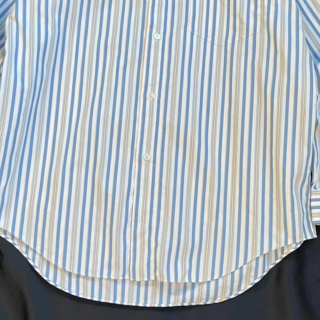 ISSEY MIYAKE(イッセイミヤケ)の【美品】issey miyake バンドカラー 長袖シャツ　ストライプ柄　90s メンズのトップス(シャツ)の商品写真