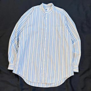 イッセイミヤケ(ISSEY MIYAKE)の【美品】issey miyake バンドカラー 長袖シャツ　ストライプ柄　90s(シャツ)