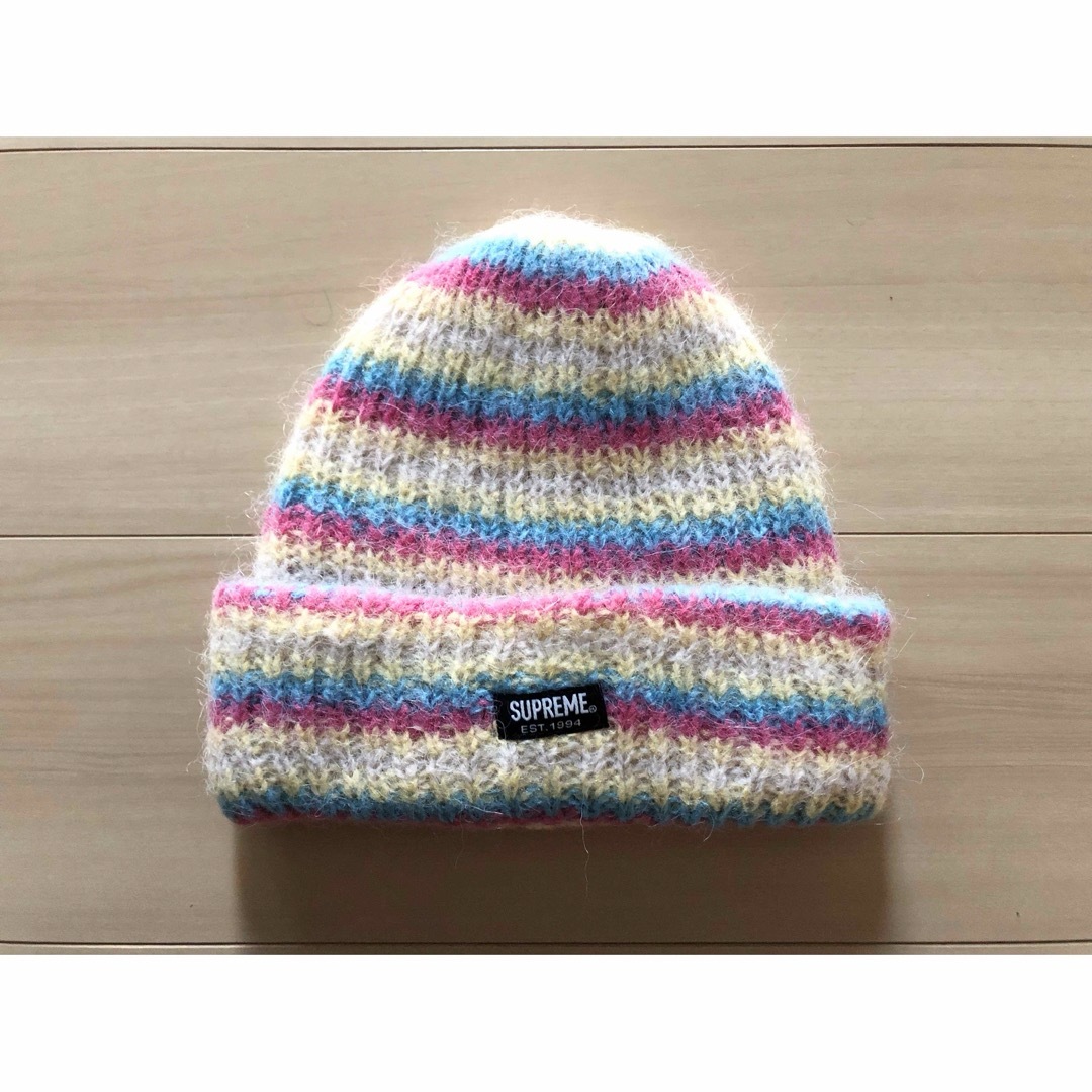 シュプリーム　Loose Stripe Beanie　白ニット帽/ビーニー