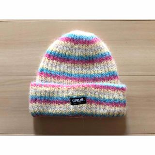 シュプリーム(Supreme)のシュプリーム　Loose Stripe Beanie　白(ニット帽/ビーニー)